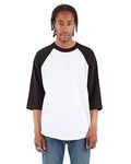 RA0102_L Baseball T Shirts Raglan 3/4 Sleeves Tee Cotton Jersey S-5XL White/Black L