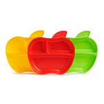 Munchkin Lil' Apple Kids Divided Plates| Sectioned Plate Set| Baby & Toddler Plates with Compartments| Childrens Plates for Babies 6 Months & Over| BPA Free Plate| Baby Weaning Plates for Kids| 3 Pack