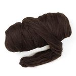 Kondoos Natural Wool Bulk roving, 1 lb. Best Wool for Spinning, arm Knitting, Felting, Chunky Blankets and Tapestry. Natural Colors, un-Dyed. (Dark Chocolate, 1 lb)