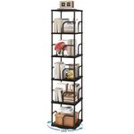 IBUYKE 6 Tier Square Rotating Bookshelf, Spinning Bookcase Tower,360° Vertical Turning Tall Bookshelf,Swivel Bookcase Corner Storage Organizer for Bedroom, Living Room, Black,TBC005B