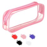 Soul Projekt Pink Clear Pencil Case, Girls Secondary School, Make Up Travel Bag, Portable PVC Pouch for Students, Exam, Office, Art, School Supplies, Women, Girls, Boys, Cosmetic Toiletry Bag