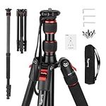 SmallRig 68" Camera Tripod, Foldable Aluminum Tripod & Monopod, Compatible with 1/4"-20 and 3/8"-16 Video Head, Payload 33lb, Adjustable Height from 19.7" to 67.7" for Camera, Phone - 3983