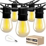 DAYBETTER 50FT Outdoor String Lights Waterproof IP65 LED Patio Lights with 15 PCS Shatterproof Bulbs Out Door Light String Backyard Gazebo Garden 2200K Outside String Lights