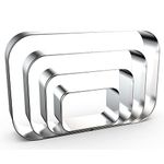 Rounded Rectangle Plaque Cookie Cutter Geometric Set for Baking - 5 Inch, 4 Inch, 3 Inch, 2 Inch - Geometric Frame Plaque Cookie Cutters Shapes Molds - Stainless Steel