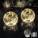 Solar Floating Pool Lights, 5.9" Glow in The Dark Warm White Pool Lights That Float, 2-in-1 Design Float or Insert Solar Globe Lights, Waterproof Solar Floating Lights for Pool, Garden, Paito(2 Piece)