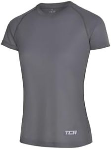 TCA Maglietta Leggera a Maniche Corte da Donna – T-Shirt Sportiva Traspirante per Yoga, Corsa, Palestra, Allenamento e Fitness- Charcoal/Grey, L