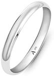 Amberta Allure Women 9ct White Gold Wedding Ring: 2.5 mm White Gold Wedding Ring Size L