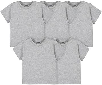 Gerber Baby Toddler 5-Pack Solid Short Sleeve T-Shirts Jersey 160 GSM, Heather Grey, 2T