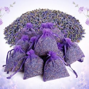 12 Packs Lavender Sachets for Drawers and Closets - Luxury 100% Natural Dried Lavender Buds Bags, Long-Lasting Fresh Scents, for Home Clothes Car Freshener, Fragrance Packets