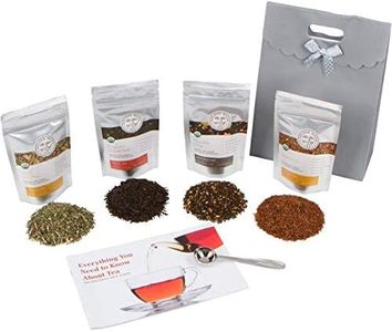 Golden Moon Tea - Tea Gift Set | 100% USDA Organic Loose Tea Sampler Set | Robust Smooth Taste, No Bitterness! 48 Servings in 4 Popular All Natural Flavors | Plus Free Perfect Portion Teaspoon