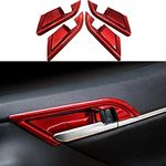 CEBAT 4PCS Inner Door Handle Decoration Cover ABS Red Interior Door Bowl Frame Trim Sticker for Toyota Camry 2018-2024