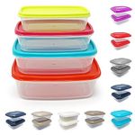 plastific Set of 4-250/400/700/1000ml Food Storage Container Stackable Food Prep Container with Lid, Airtight BPA-Free, Microwave, Freezer & Dishwasher Safe (Assorted Colors)