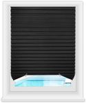Zipcase 6 Pack Window Blackout Shades, 100% Shading Cordless Light Filtering Pleated Paper Shades, 36 in x 72 in(Fits Windows 19”- 36”), Black