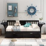 Harper & Bright Designs Twin Size Daybed with Drawers, Wooden Sofa Bed for Bedroom Living Room, Wood Platform Bed Frame for Kids Teens Guests (Twin, Espresso)