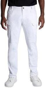 X RAY Men's Stretch Cargo Pants, Casual Flex Hiking Multi-Pocket Tactical Work Slim Fit Cargo Pants for Men, White, 32W X 30L