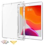 UUcovers Clear Case for iPad Mini 5/4/3/2/1 Cover 7.9" (iPad Mini 5th/4th/3rd/2nd/1st Generation) with Pencil Holder Lightweight Crystal Transparent Shockproof Soft TPU Back Protective Shell, Clear