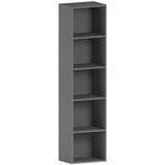 Vida Designs Oxford 5 Tier Cube Bookcase, Grey Wooden Shelving Display Storage Unit Office Living Room Furniture