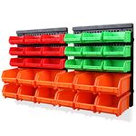 SWANLAKE 30PCS Wall Mounted Storage Bins, Plastic Garage Rack,Screw Storage,Tool Organizers.