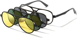 UNIEOWFA Aviator Polarized Magnetic Clip on Sunglasses for Eyeglasses Men UV Protection Anti Glare Driving Retro Glasses 3Pcs