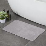 Stiio-Bath Mat Rug, Non Slip Bath Rugs for Bathroom, Quick Dry Super Absorbent Floor Mats, Thin Bathroom Rugs fit Under Door, Dirt Resistant Stone Bath Mat for Shower Room/Pet Bowl/Sink,38x59 cm Gray