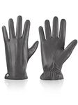 Vislivin Mens Leather Winter Gloves Touchscreen Leather Gloves Driving Glove Fleece Lined Gray-2 L