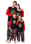 VNVNE Family Christmas Pjs Matching Sets for Women/Men/Couples/Adults, Holiday Xmas Reindeer Elf Plaid Pajamas Sleepwear, Black Christmas, Large