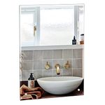 Dripex 60 x 45cm Frameless Bathroom Mirror, Rectangle Wall Mounted Mirror with Polished Edge & Pre-Drilled Holes - Best for Bathroom, Dressing Room, Bedroom & Living Room