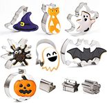 CCINEE 10PCS Halloween Cookie Cutters,Pumpkin Ghost Bat Stainless Steel Biscuit Cutters for Kids Halloween Party Supply