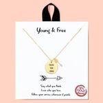 Leafael 18K Gold Dipped and White Gold Dipped Handmade Hypoallergenic Dainty Pendant Necklace Personalized Message Card Choker, Inspirations, 16+2 inches, Made in Korea, Jewelry Gifts for Women