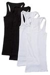 Zenana Outfitters 4 Pack Womens Basic Ribbed Racerback Tank Top - White - Small