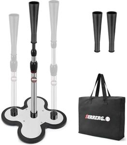 Surrergo 3 Position Heavy Duty Baseball and Softball Portable Mirror Baseball Tee.10lb Heavy Weight Base. Professional Hitting Tee for Baseball/Softball. Easy Height Adjustment (26"-43")