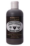 Beard Soap & Shampoo, By Beardsmith, Argan & Shea Oil With Coconut & Jojoba Oil, Beard Cleanse & Shampoo, and Trim, 70% Liquid Black Soap + 30% Castile Beard Soap, 250ml