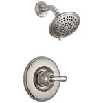 Delta Faucet Linden 14 Series Single-Function Shower Faucet Set, 5-Spray Touch-Clean Shower Head, Brushed Nickel Shower Faucet, Delta Shower Trim Kit, Stainless T14294-SS (Valve Not Included)