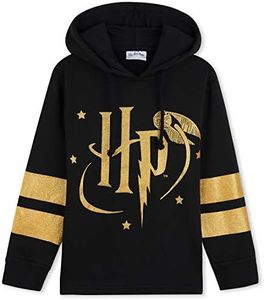 Harry Potter Sudadera con Capucha para Niña - Regalos Niñas (Negro/Oro, 11-12 años)
