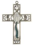 Needzo Silver-Toned Metal and Enamel Decorative Baptism Hanging Wall Cross, 6 Inch