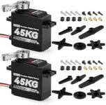 Smraza 45KG Servo Motor Steering High Torque for RC: 2pcs HV 8.4V Coreless Waterproof Digital Servo with Full Metal Gear for RC 1/10 1/8 Car Truck Crawler/Robot/Boat with 25T Servo Horn（270°）