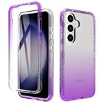 ESTH® for Samsung Galaxy S24 Clear Case, Soft TPU Dustproof Shockproof 360° Full-Body Cover Built-in PC Hybrid Bumper Frame, Built-in Screen Protector, Purple