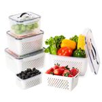 5 Pack Large Fresh Fruit Containers for Fridge,Luxear Fridge Container Set BPA Free,Dishwasher Microwave Safe Produce Keeper Fresh Box for Refrigerator,Stackable Clear Frigerator Organizer for Kitchen