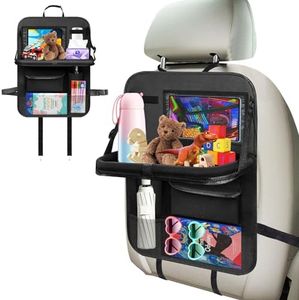 CHWNIBAY Proteggi Sedile Auto Bambini Posteriore, Organizer Auto, Organizer per Sedile Posteriore con Tavolino Pieghevole iPad Porta Tablet, Protezione per Sedile Auto Bambini,Nero