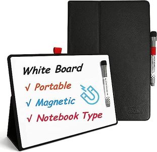 iNenya Portable Small White Board, 12" x 9" Magnetic Dry Erase Board with Stand, Desk Whiteboard for Kids Drawing, Comes with 1 Marker with Eraser for Clear, (Black)