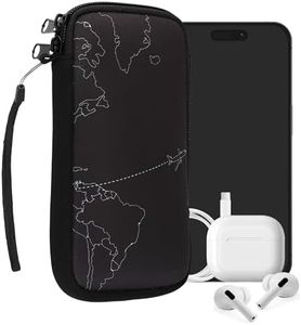 kwmobile Housse de Protection pour Smartphone XXL - 7" - Sacoche de Protection pour Téléphone Portable en Néoprène Destination Voyage Blanc-Noir