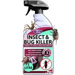 Aviro Bug & Insect Killer Spray - Targets Flying & Crawling Insects Inc Ants, Cockroaches, Beetles, Fleas, Mites, Spiders, Silverfish & Wasps. Professional Insecticide Bug Spray For The Home. 1 Litre