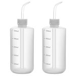 FunChem Chemical Wash Bottle, 2-Pack Plastic Lab Squeeze Washing Bottle with Clear Graduations, LDPE, Narrow Mouth (500 mL)