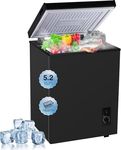 Compact Deep Freezer, 5.2 Cu Ft Chest Freezer with 6 Adjustable Thermostat, Top Open Door Freezer with Removable Basket, Energy Saving Freezer for Home, Apartment, Office, Black