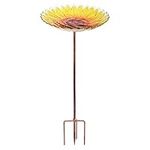 26 Inch Height Glass Bird Baths Birdfeeders with Metal Stake for Garden Lawn Yard sunflower