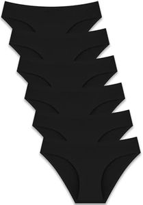 FINETOO 6 Pack Women’s Seamless Hipster Underwear No Show Panties Invisibles Briefs Soft Stretch Bikini Underwears XS-XL(L) Black