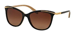 Ralph Lauren RA5203 Cateye Sunglasses For Women + BUNDLE with Designer iWear Eyewear Kit, Black Nude/Brown Gradient Polarized, 54