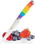 Rainbow Coloured Serrated All Purpose Utility Knife - 13cm/5" Ultra Sharp Stainless Steel Blade. Perfect for Slicing Through Tough Fruit or a Sof Tomato. Ideal for Home Kitchen or Professional Use