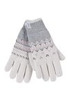 HEAT HOLDERS - Ladies Cute Striped Fairisle Warm Knitted Fleece Lined Winter Thermal Gloves (S/M, Cream (Trondheim))