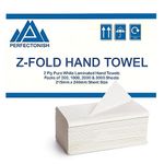 Perfectonish Z Fold Soft Hand Paper Towel 2-Ply in packs of 200, 1000, 2000 & 3000 Sheets Dispenser Friendly White Disposable Hand Towels (200)